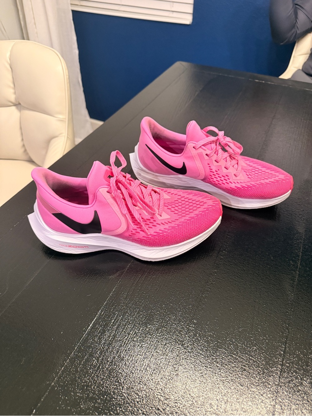 Nike Women's Hot Pink Athletic Running Shoes with Black Swoosh
